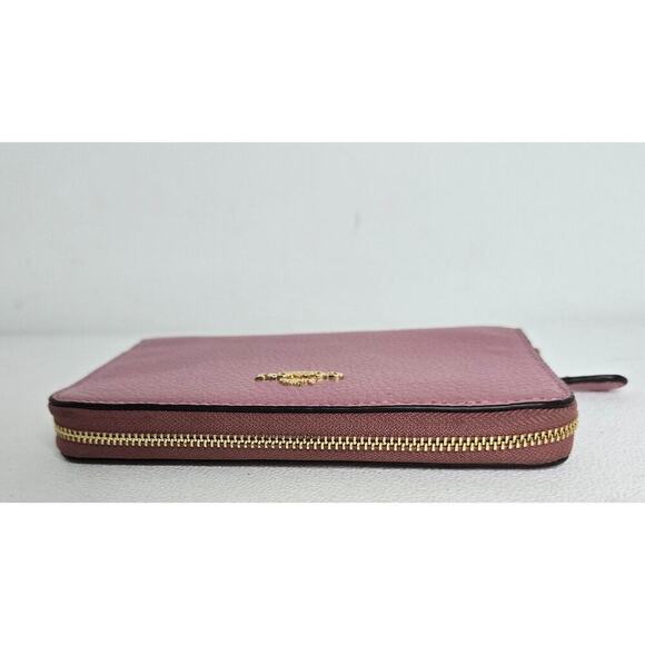 Coach Medium ID Zip Around Wallet Pink/Rose Pebble Leather - Picture 4 of 9